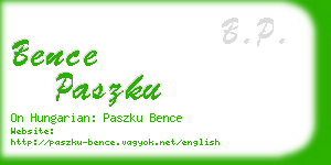 bence paszku business card